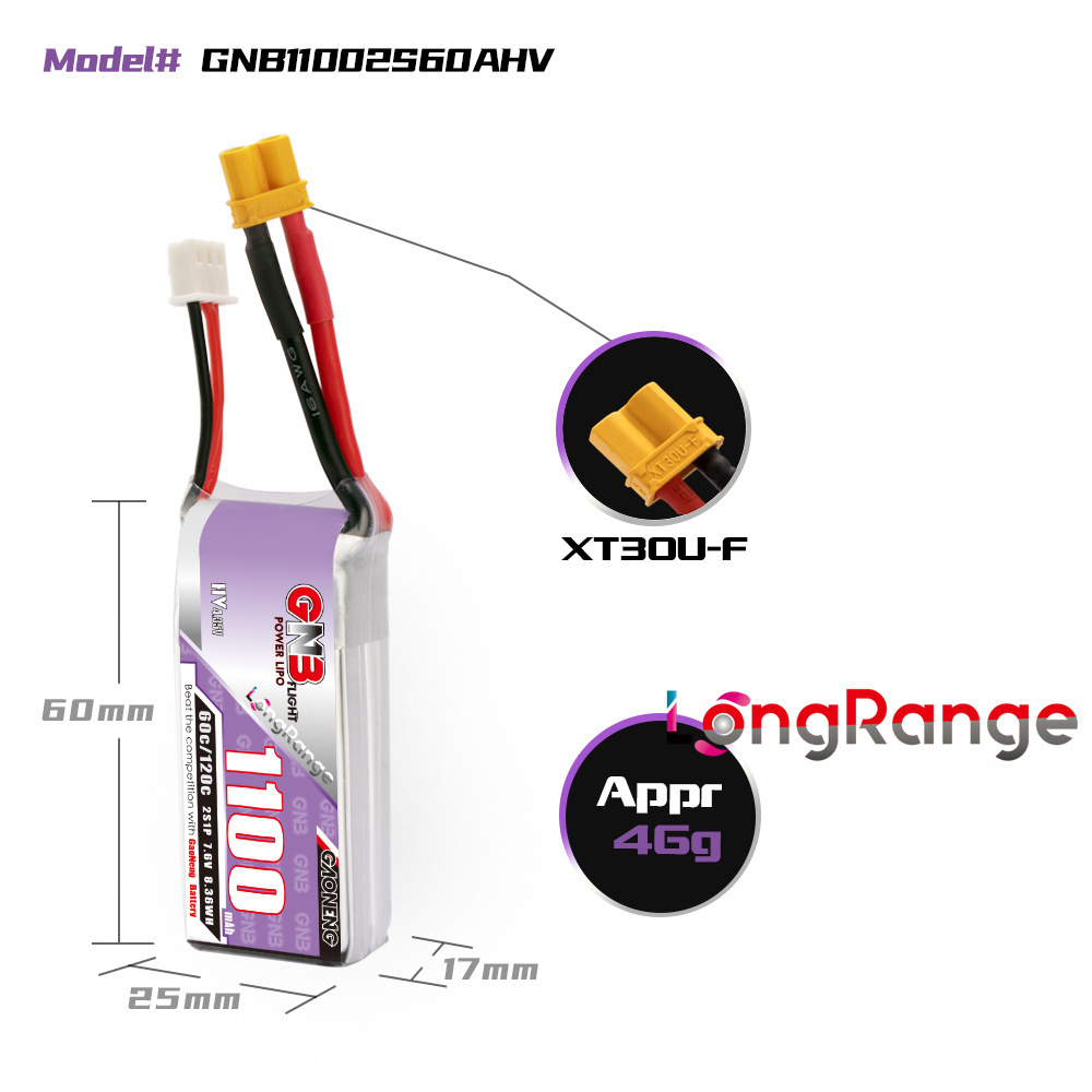 GNB 1100mAh 2S 3S 4S 6S 60C/12 - Fpv Racing Quadcopter recension och pris