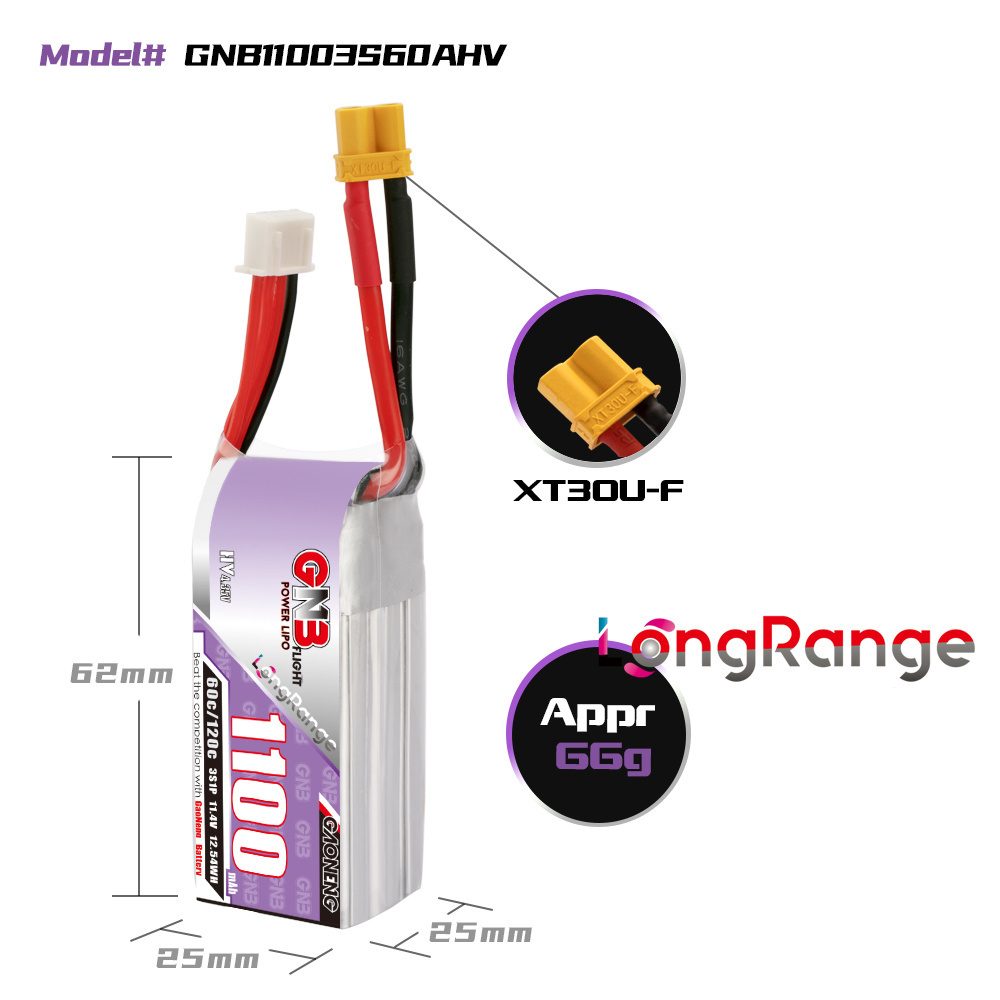 GNB 1100mAh 2S 3S 4S 6S 60C/12 - Fpv Racing Quadcopter recension och pris